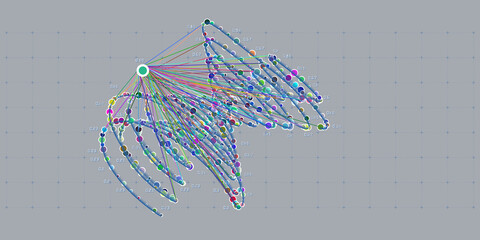 Fototapeta premium Abstract background with helix color infographic and big data visualization. Big data. Futuristic analytical color lines design. Social network or business concept.