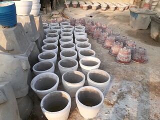 clay pots on the street