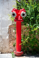 red fire crane on a city street
