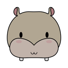 head hippo baby kawaii, line and fill style icon