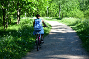 Fototapeta premium young woman riding a bicycle