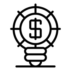 Money bulb icon. Outline money bulb vector icon for web design isolated on white background
