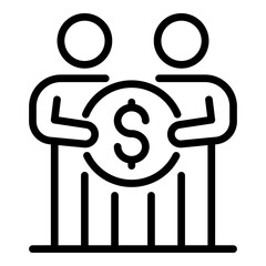 Money profit icon. Outline money profit vector icon for web design isolated on white background