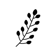 branch with leaves icon, silhouette style