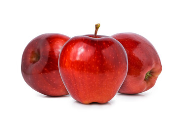 group of red apple fruit isolated on white background