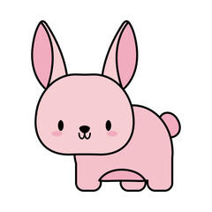 Obraz premium cute rabbit baby kawaii, line and fill style icon