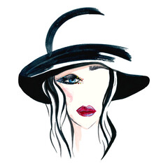 watercolor fashion portrait with makeup