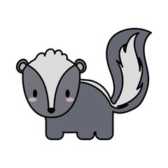 cute skunk kawaii, line and fill style icon