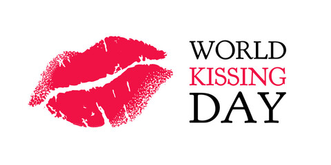 Lips female imprint. World kissing day. For design of postcards, posters, banners.