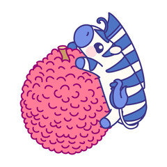 vector flat striped baby zebra on lychee