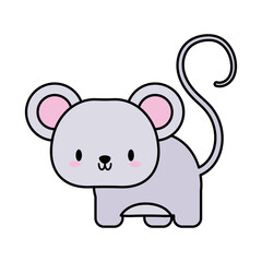 cute mouse kawaii, line and fill style icon
