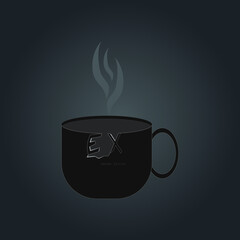 image of a Cup with engraved letters on a dark gradient background