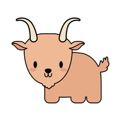 Obraz na płótnie Canvas cute goat baby kawaii, line and fill style icon