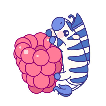 recommend clip art: vector flat striped baby zebra on raspberry