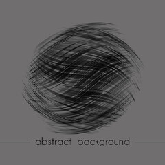 Abstract composition of round shape. Background of different wavy lines. Black pattern on a gray background, vector illustration