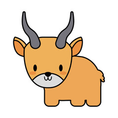 cute yak kawaii, line and fill style icon