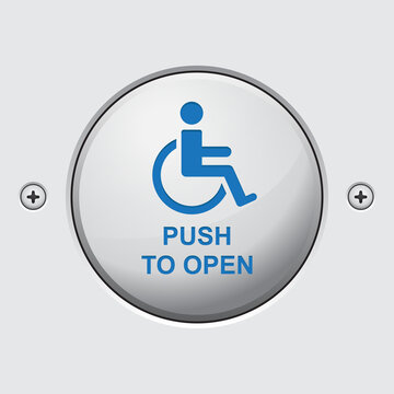 Handicap exit door button,push to open button vector illustration.