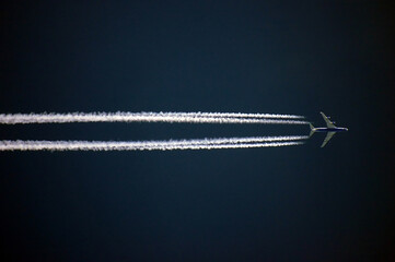 Airplane trace in the sky