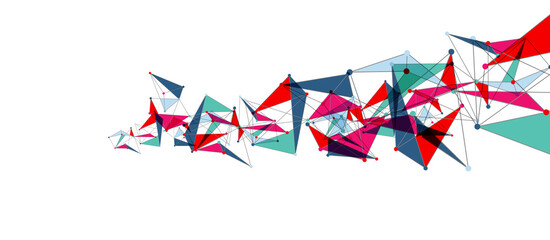 Obraz premium Line points connections, triangular technology design. Abstract geometric background