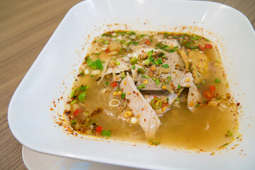 Thai Spicy TOM YAM pork noodle soup