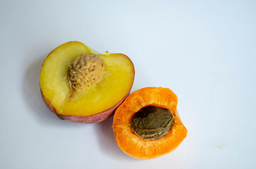 peach with apricot on a white background