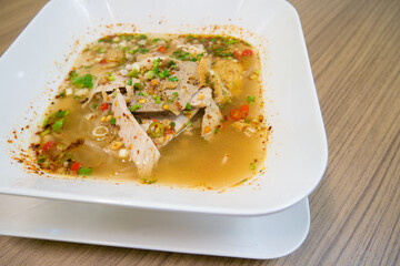 Thai Spicy TOM YAM pork noodle soup