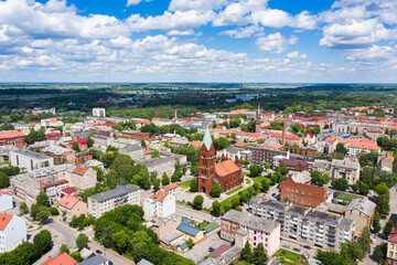 Obraz premium Aerial view of the Church of the Archangel Michael in Chernyahovsk, Russia