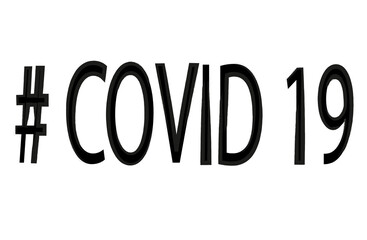 Covid 19 text in grunge style. Black letters on a white background