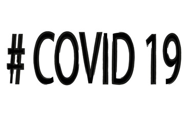Covid 19 text in grunge style. Black letters on a white background