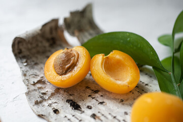 Ripe apricot in a glass