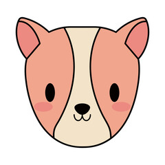 head of cute guinea pig kawaii, line and fill style icon