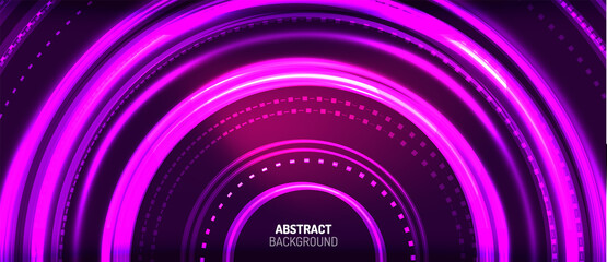 Neon circle technology background. Vector Illustration For Wallpaper, Banner, Background, Card, Book Illustration, landing page