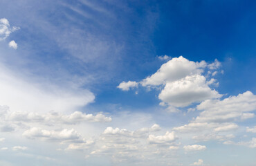 Naklejka na ściany i meble blue sky and white fluffy cloud horizon outdoor for background.