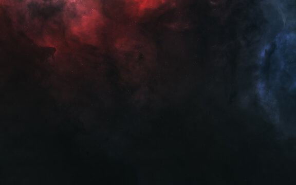 Cosmic landscape. Nebulae in red and blue light. Science fiction. Elements of this image furnished by NASA