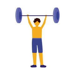 Fototapeta na wymiar Man with sportswear doing exercise with weight vector design