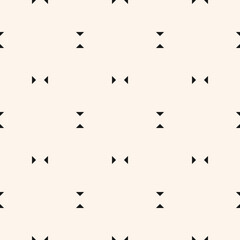 Vector minimalist seamless pattern. Subtle geometric background with small triangles. Simple black and white abstract minimal texture. Modern monochrome design for decor, wallpapers, print, textile