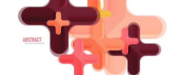 Glossy multicolored plastic style cross composition, x shape design, techno geometric modern abstract background. Trendy abstract layout template
