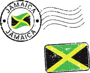 Set of postal grunge stamps 'Jamaica'