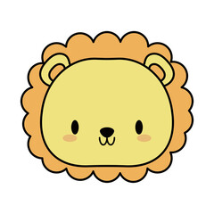 head lion baby kawaii, line and fill style icon