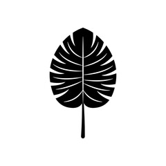 monstera leaf icon, silhouette style