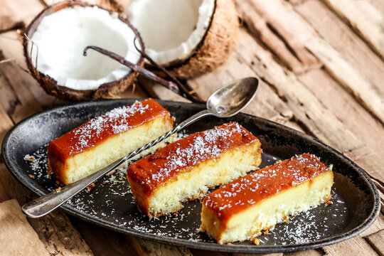 Flan coco vanille et caramel 