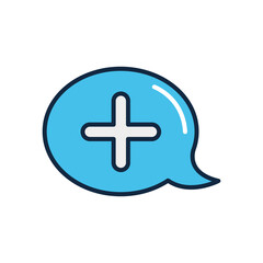 Obraz premium speech bubble with medical cross icon, line color style