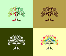 The set of Oak Tree logo design template. Premium quality Nature logo collections.