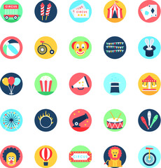 Circus Flat Circular Icons Pack