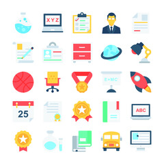 Pack of Flat Education Vector Icons