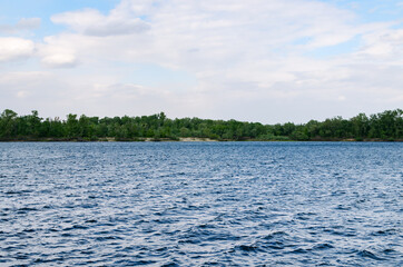 waves on the Kanevsky reservoir, enjoy on a cloudy day