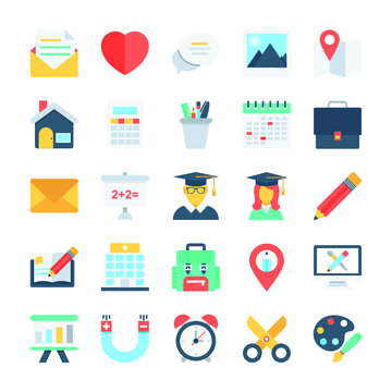 Education Flat Vector Icons Pack