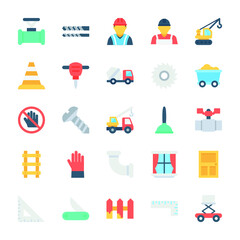 Construction Flat Vector Icons Set