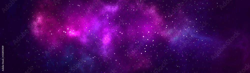 Wall mural vector cosmic watercolor illustration. colorful space background with stars