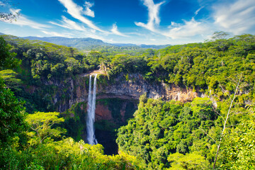 The beautiful Waterfall in Chamarel, Mauritius Island, Indian Ocan, Africa